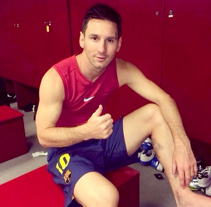 Messi no vestiário Barcelona (Foto: Reprodução / Instagran)