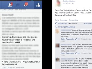 Filha de danarina recebe amea e ofensa em perfil do Facebook, em Anpolis, Gois (Foto: Reproduo/Facebook)