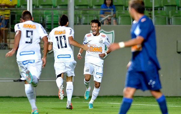 Neymar comemora gol do Santos contra o Cruzeiro (Foto: Pedro Vilela / Futura Press)