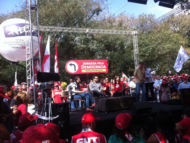 Evento em frente ao Instituto Lula, em São Paulo (Foto: Flávia Mantovani/G1)