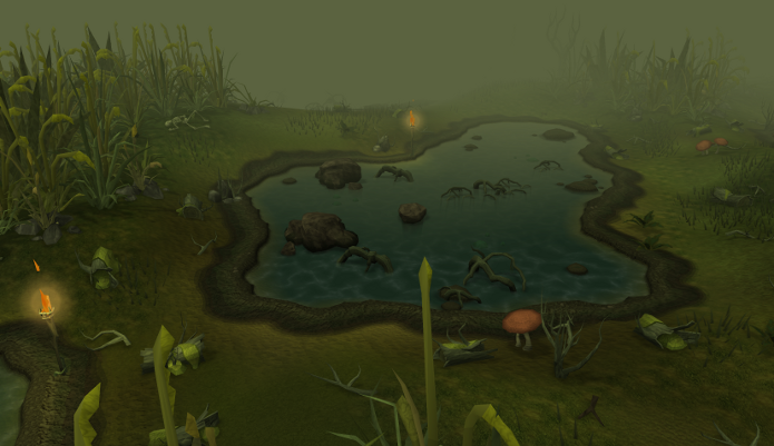 Pântano em Runescape, onde há diversos animais para caçar (Foto: Divulgação)