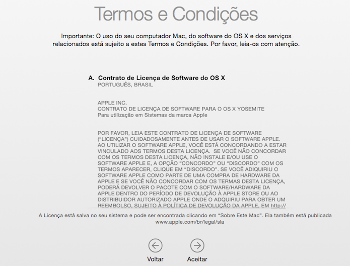 Concorde com os termos de licença de software da Apple (Foto: Reprodução/Helito Bijora)
