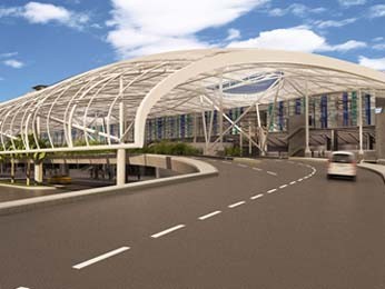 Representação da entrada do Aeroporto JK com viaduto duplicado (Foto: Reprodução/Inframerica) Representação da entrada do Aeroporto JK com viaduto duplicado (Foto: Reprodução/Inframerica)