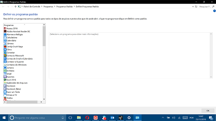 Windows 10 traz listas de aplicativos para que usuário escolha os padrões (Foto: Reprodução/Elson de Souza)