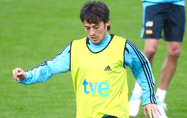 David Silva no treino da Espanha (Foto: AFP)