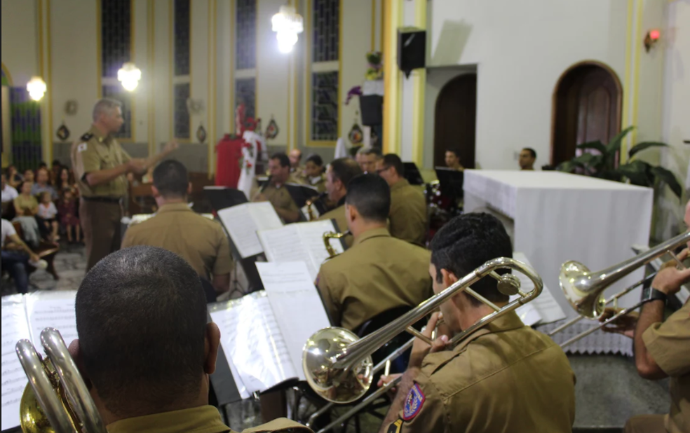 Banda da PM fez estreia no dia 2 de junho, quando homenageou cidade pelos 105 anos (Foto: Polícia Militar/Divulgação.)