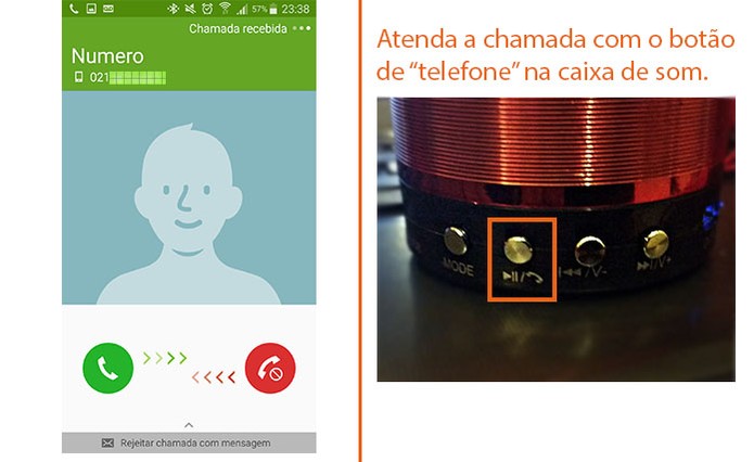 Atenda a ligação usando o botão na caixa de som, sem pegar o celular (Foto: Reprodução/Barbara Mannara)