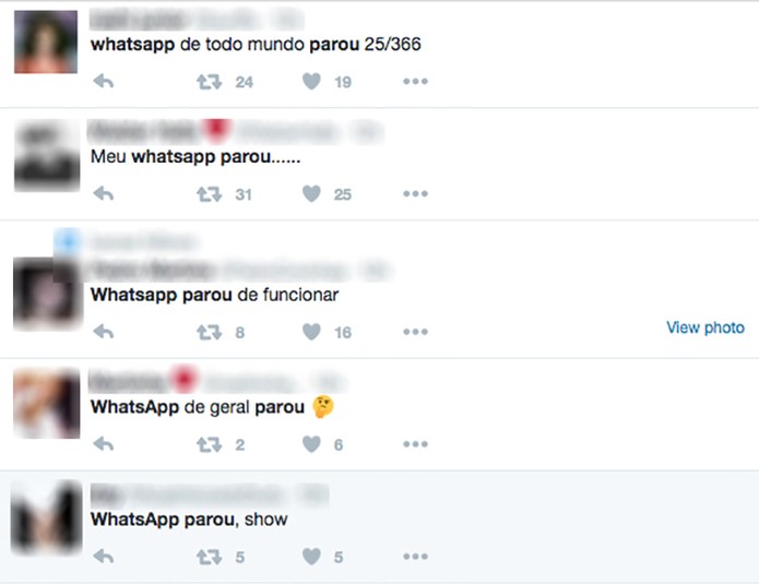 Whatsapp parou: usuários relatam a queda do mensageiro no Twitter, durante a madrugada (Foto: Reprodução /Twitter) Whatsapp parou: usuários relatam a queda do mensageiro no Twitter, durante a madrugada (Foto: Reprodução /Twitter)