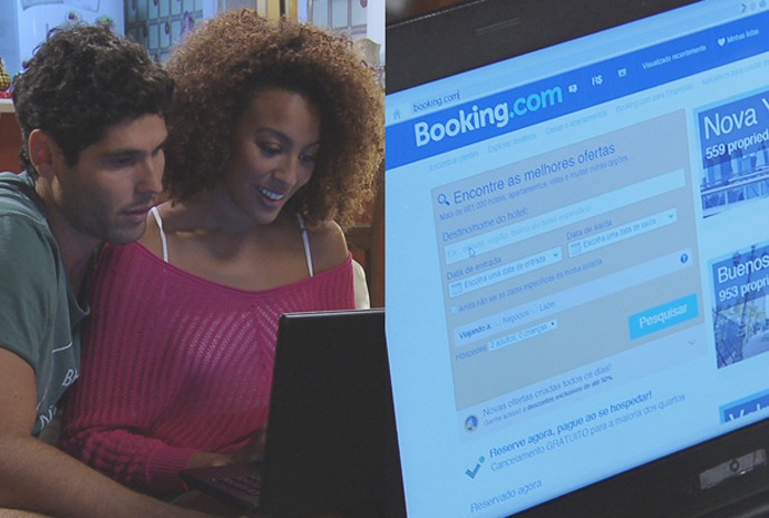 Paula e Bento procuram opções de hospedagem em Nova York (Foto: Divulgação/TV Globo)