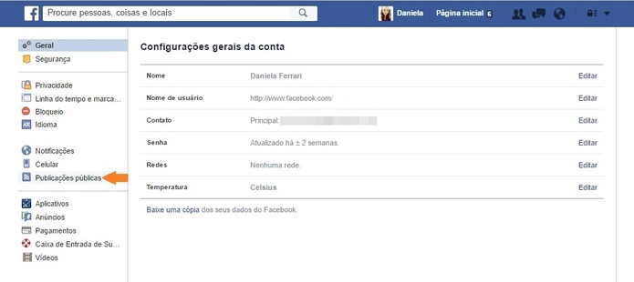 menu para editar as publicações públicas (Foto: menu para editar as publicações públicas) menu para editar as publicações públicas (Foto: menu para editar as publicações públicas)