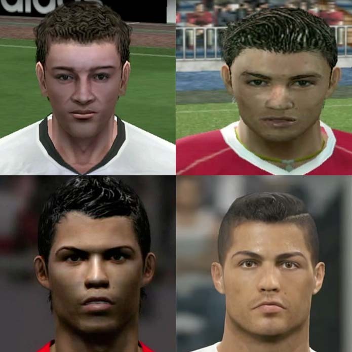 Cabelos e rosto do português mudaram com as versões de PES (Foto: Reprodução/Murilo Molina)