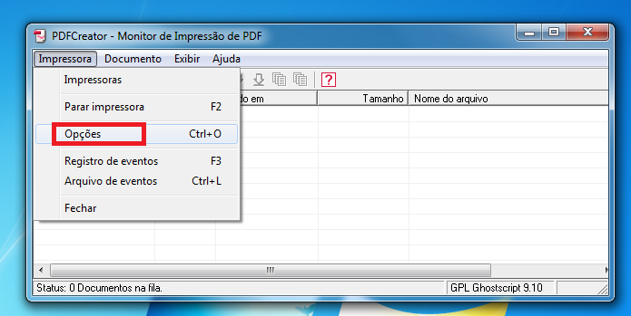 Acessando as opções do PDF Creator (Foto: Reprodução/Edivaldo Brito)