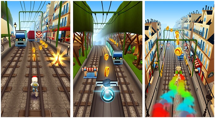 Subway Surfers finalmente ganhou suporte a aparelhos com 512 MB de RAM e cenário parisiense (Foto: Divulgação/Windows Phone Store)