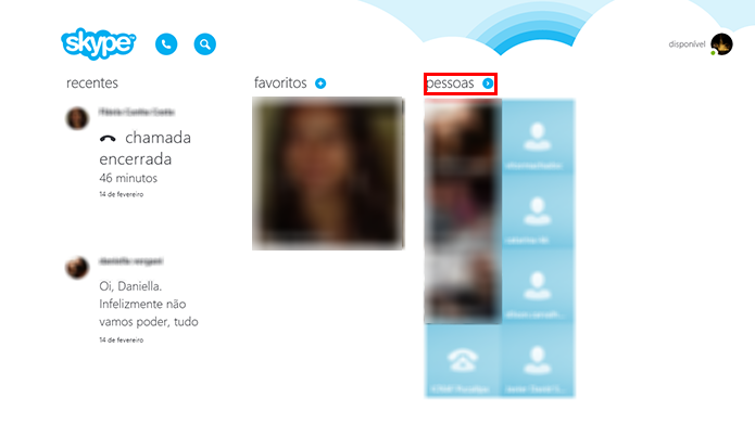 Abra o menu de contatos do Skype para Windows 8 (Foto: Reprodução/Paulo Alves)