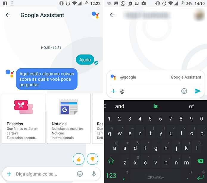 Google Assistant pode ser acessado em janela própria ou em conversas com contatos (Foto: Reprodução/Elson de Souza)