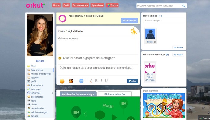Plataforma web ganha logotipo com bandeirinha do brasil e fica com nome de Orkut.one (Foto: Reprodução/Barbara Mannara)