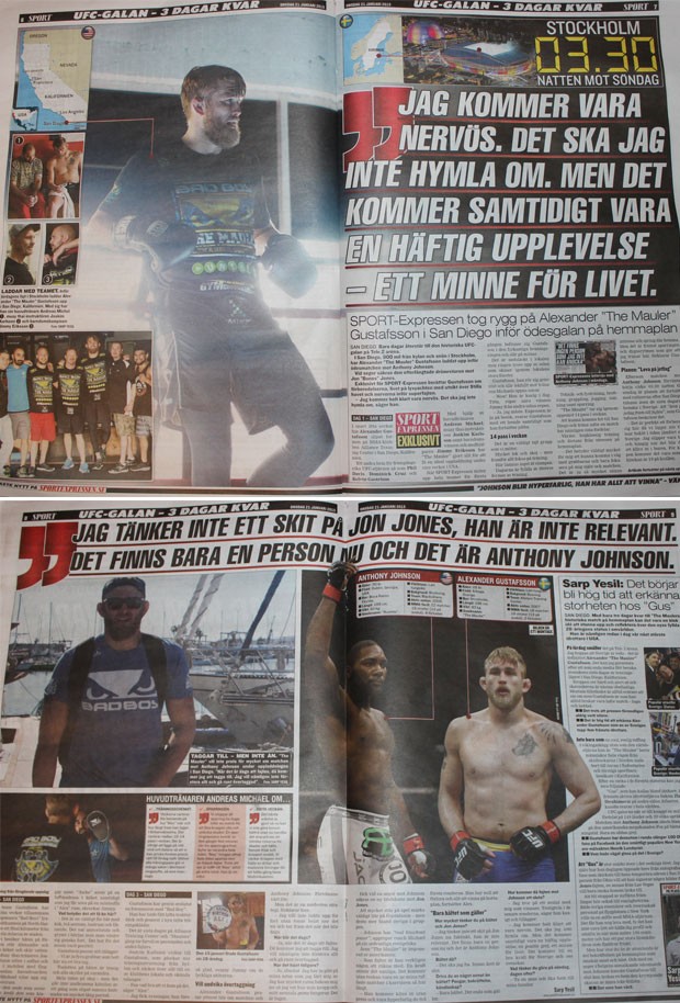 Montagem Alexander Gustafsson na capa do jornal Expressen (Foto: Reprodução)