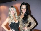 Ex-BBBs Iris Stefanelli e Kelly usam vestidos curtinhos em São Paulo