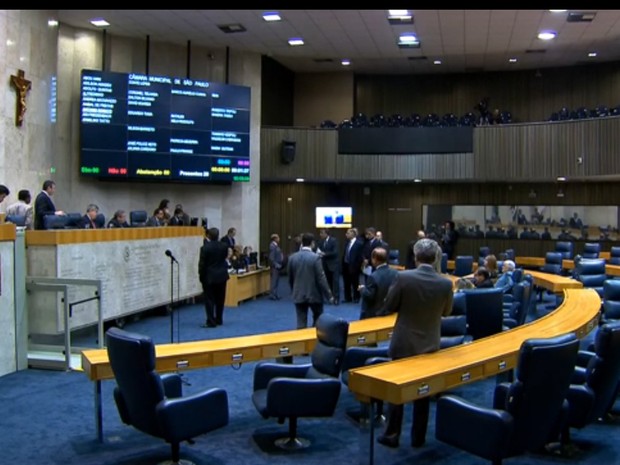 Plenário da Câmara de SP  (Foto: Reprodução/ TV Globo)
