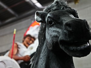 Beija-Flor traz o enredo "Amigo Fiel, do cavalo do amanhecer ao Mangalarga Marchador" para o carnaval 2013 (Foto: Rodrigo Gorosito/G1)