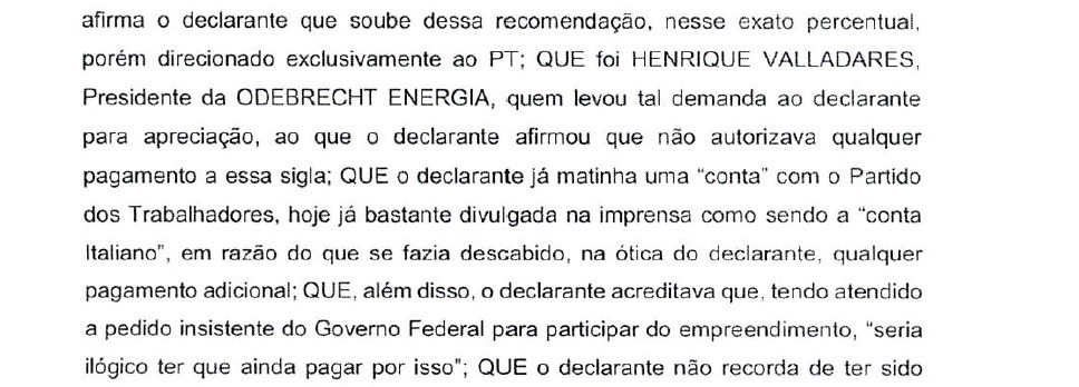 Trecho de depoimento de Marcelo Odebrecht à PF sobre Belo Monte (Foto: Reprodução)