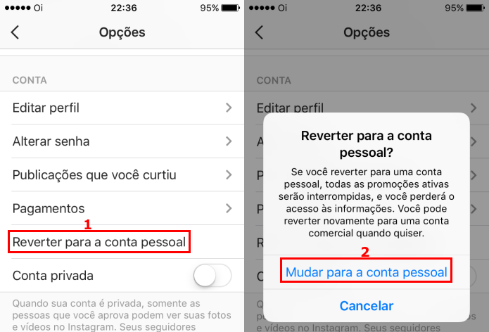 Convertendo a conta de empresa em pessoal (Foto: Reprodução/Edivaldo Brito)