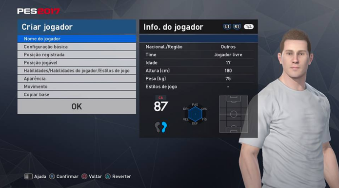 PES 2017: como criar um jogador com suas características no jogo (Foto: Reprodução/Felipe Vinha)