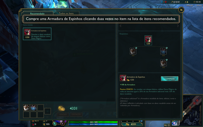 Itens concedem benefícios ao seu personagem em League of Legends (Foto: Reprodução/Caio Fagundes) Itens concedem benefícios ao seu personagem em League of Legends (Foto: Reprodução/Caio Fagundes)