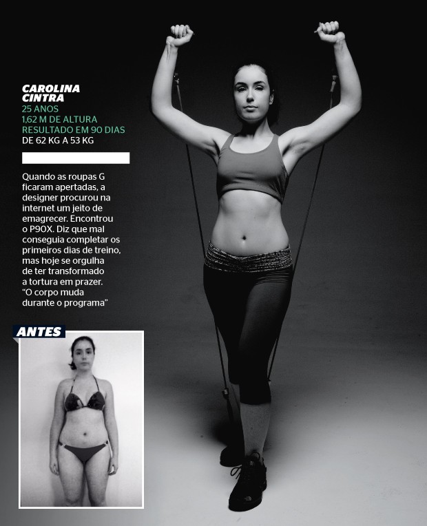 Carolina Cintra 25 anos 1,62 M de altura Resultado em 90 dias de 62 kg a 53 kg  (Foto: arq. pessoal e Rodrigo Schmidt/ÉPOCA)