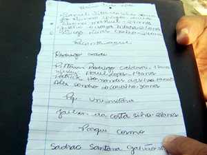 Polícia Militar apreende lista com nomes dos mortos em duas chacinas em Campinas (Foto: Reprodução / EPTV)