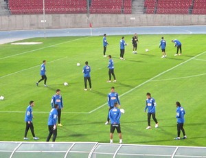 Treino Santos com Cordilheira dos Andes aos fundos (Foto: Marcelo Hazan / Globoesporte.com)