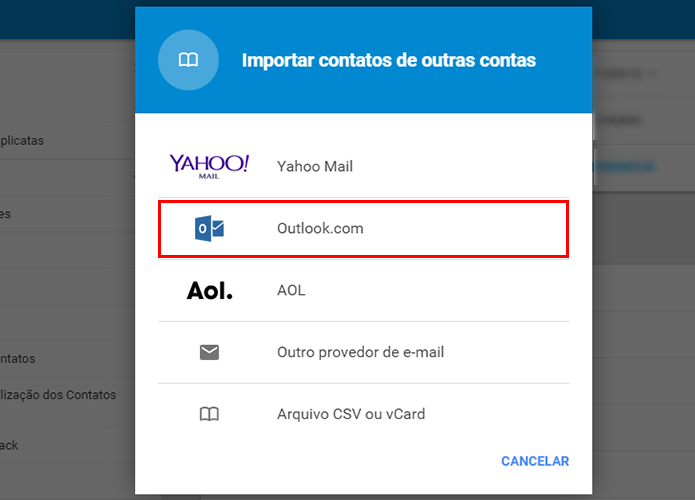 Importe contatos do Outlook (Foto: Reprodução/Paulo Alves)