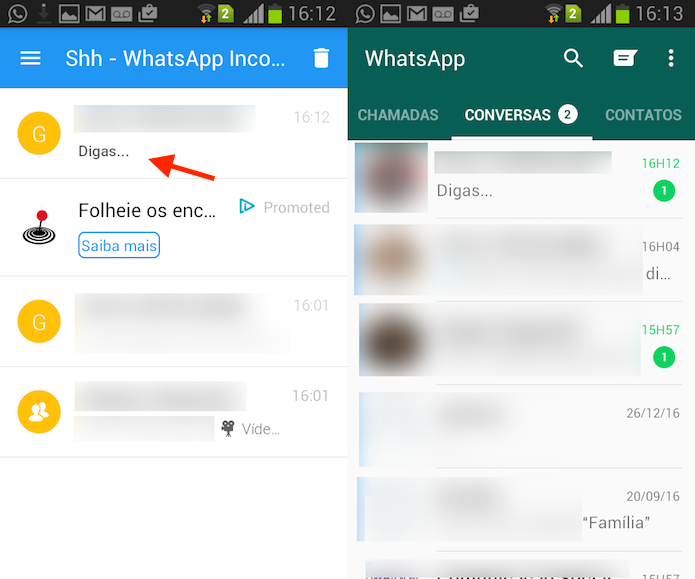 Ação que permite ler uma mensagem do WhatsApp no Shh de forma anônima (Foto: Reprodução/Marvin Costa)