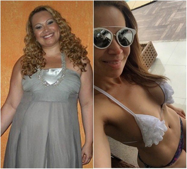 Solange Almeida antes, quando chegou a pesar 112 kg, e hoje (Foto: Reprodução/Instagram)