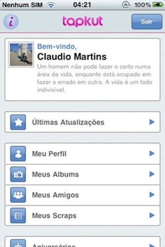 Tapkut fornecia acesso fácil às funções do Orkut direto do iPhone (Foto: Reprodução/Google) Tapkut fornecia acesso fácil às funções do Orkut direto do iPhone (Foto: Reprodução/Google)
