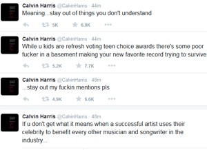 Calvin Harris critica Zayn Malik em srie de tutes nesta segunda-feira (Foto: Reproduo / Twitter)