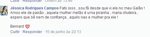 Fãs falando contra Melão em página dedicada ao jogador Bernard (Foto: Reprodução/Reprodução) Fãs falando contra Melão em página dedicada ao jogador Bernard (Foto: Reprodução/Reprodução)