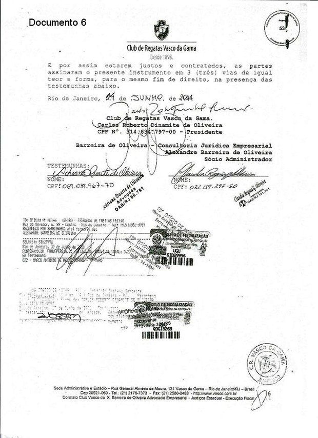 Documento Vasco 6 (Foto: GloboEsporte.com)