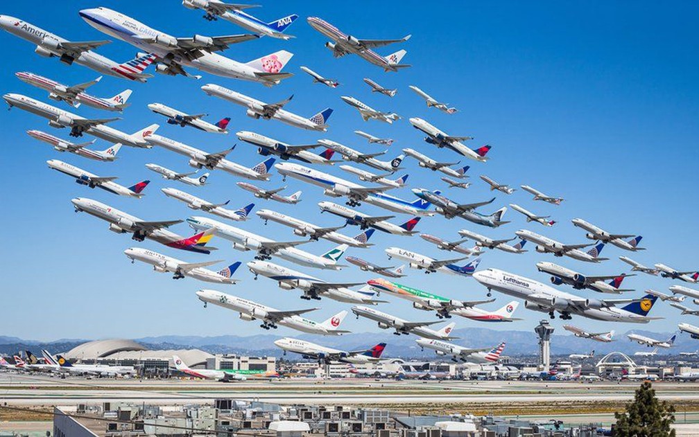 Aviões no LAX (Aeroporto de Los Angeles (Foto: Mike Kelley)