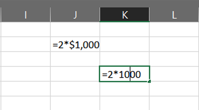 Não use os números com formatação dentro das fórmulas: exemplo na coluna J está errado (Foto: Reprodução/Filipe Garrett)