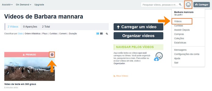 Acesse as configurações do seu vídeo em 360 graus (Foto: Reprodução/Barbara Mannara)