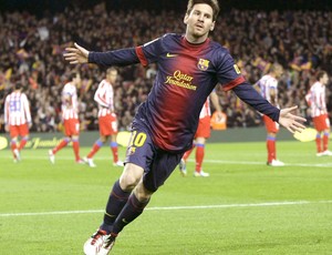 Messi comemora gol contra o Atlético de Madri (Foto: Agência Reuters)