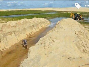 Canais levam água para a Lagoa do Portinho, no litoral do Piauí (Foto: Tibério Nunes/Arquivo Pessoal)