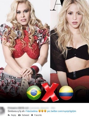 Fã de Calypso divulga 'disputa' entre Joelma e Shakira durante jogo (Foto: Reprodução / Twitter)