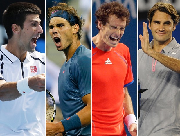 montagem Djokovic, Nadal, Murray e Federer tenis (Foto: Editoria de Arte)
