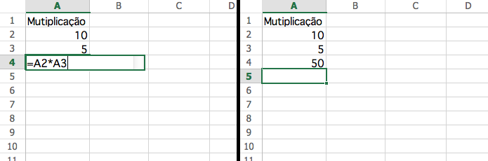Fazendo uma multiplicação simples no Excel (Foto: Reprodução/Edivaldo Brito)