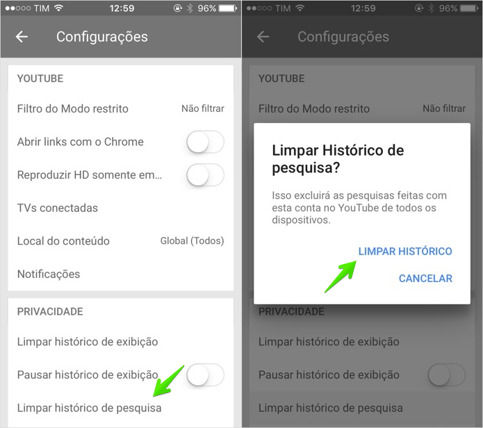Apagar Historico De Pesquisa No Instagram Como Apagar O Historico De Pesquisas Do Youtube No Celular