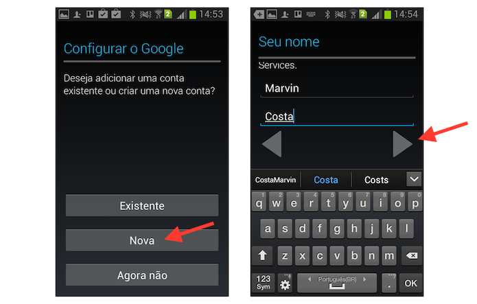 Iniciando uma nova conta do YouTube no Android (Foto: Reprodução/Marvin Costa)