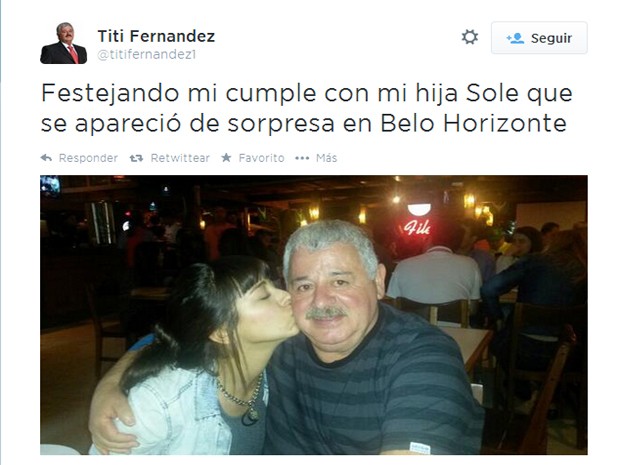 Maria Soledad Fernandez junto com o pai em Belo Horizonte (Foto: Reprodução Twitter)