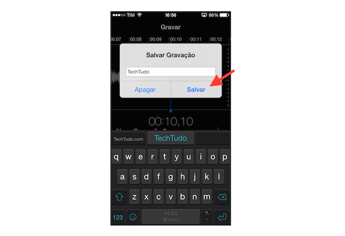 Definindo um nome para uma gravação de áudio no iPhone (Foto: Reprodução/Marvin Costa)